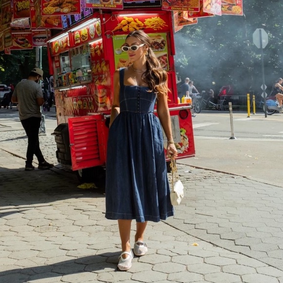 Reformation Tagliatelle Denim Midi Dress 12 - Picture 8 of 8